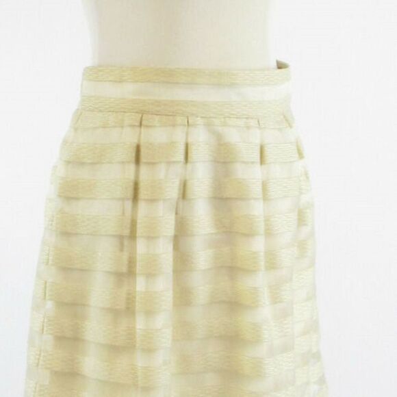 Cream ANN TAYLOR overlay A-line skirt 0 - Picture 2 of 8